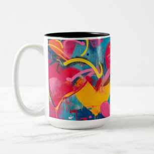 Urbane Liebe: Graffiti Hearts Zweifarbige Tasse