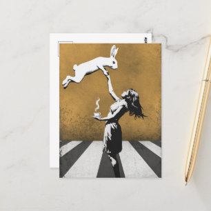 urbane Street-Art-Graffiti Tee mit dem Hasen Postkarte
