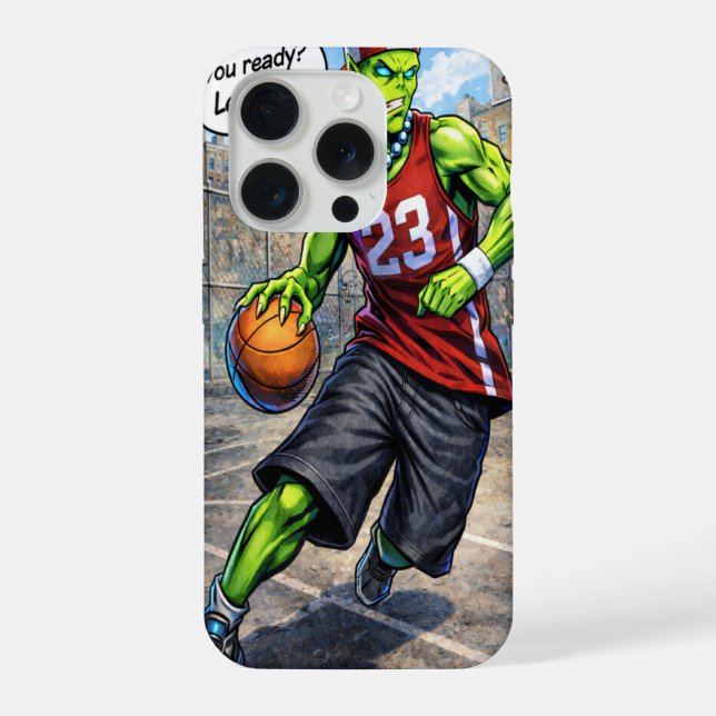 Urbaner Alien-Basketballspieler - Comic-Style-Kuns iPhone Hülle (Rückseite)