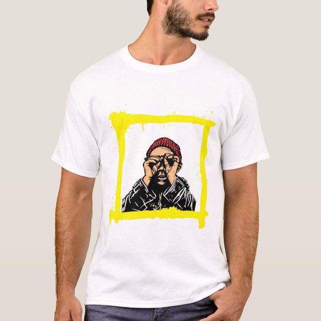 Urbaner cooler Typ mit Sonnenbrille T-Shirt - Pop  (Vorderseite)