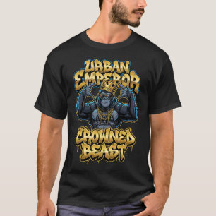 Urbaner Graffiti-Gorilla Crowned Beast Wandkunst T-Shirt