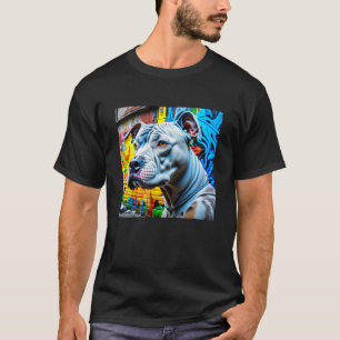 Urbaner Graffiti-Straßenkunst Weißer Pitbull-Liebh T-Shirt