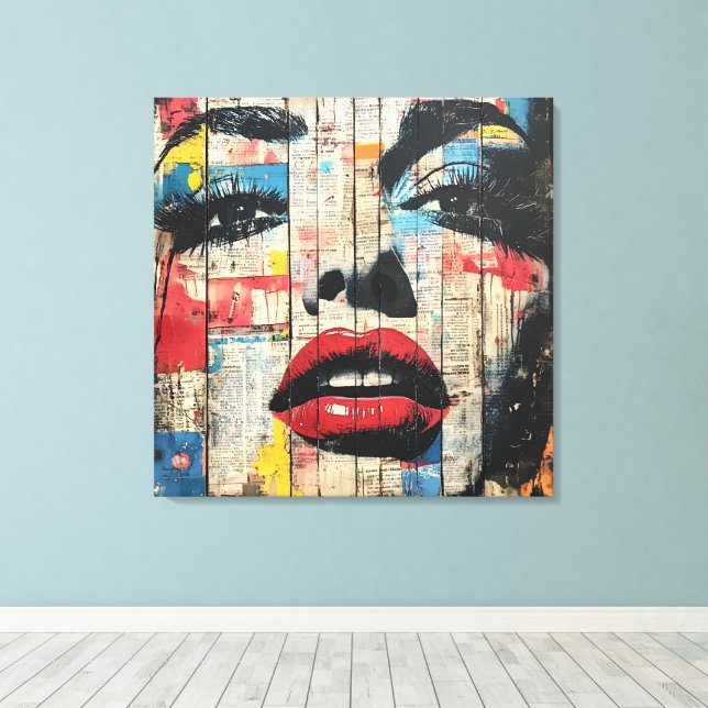 Urbaner Pop Art Canvas Leinwanddruck (Insitu (Holzboden))