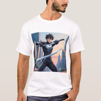 Urbaner Samurai – Anime Krieger mit Doppelkatana T-Shirt