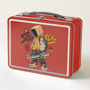 Urbaner Streetwear-Mode-Charakter – Coole Graffiti Metall Brotdose