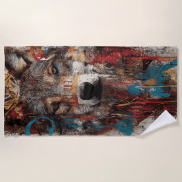 Urbaner Wolf-Collage Street Art Grunge Design Strandtuch