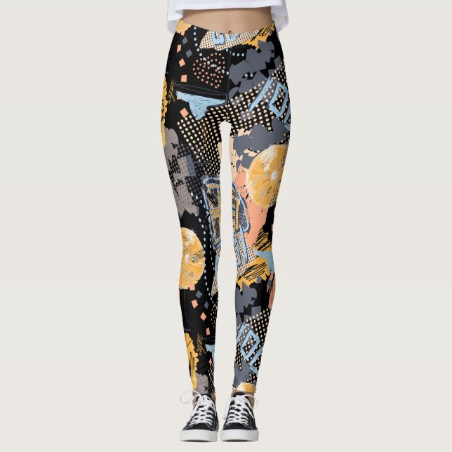 Urbanes Graffiti-Straßenkunstmuster  Leggings (Vorderseite)