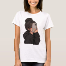 Urbanes Mädchen-Handy-Selfie Streetwear Grafik-T-S