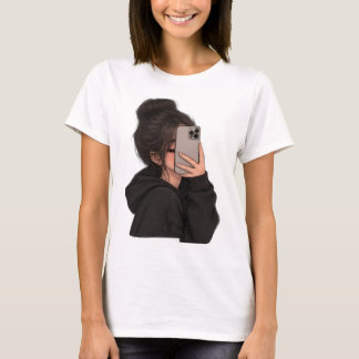 Urbanes Mädchen-Handy-Selfie Streetwear Grafik-T-S T-Shirt