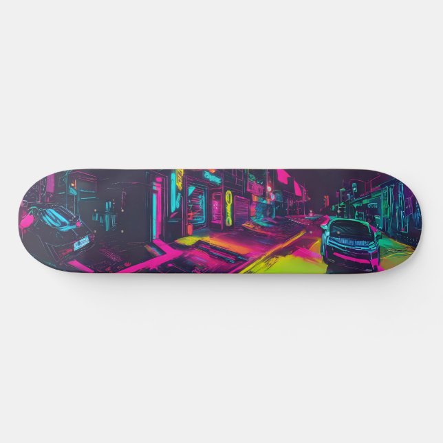 Urbanes neonfarbene Skateboarddeck dynamisch bunt (Horizontal)