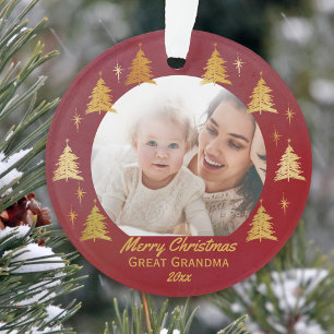 Urbegrüßung Weihnachtsfoto Rot und Gold Ornament