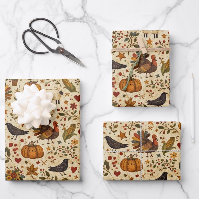 Urdankerkunst Thanksgiving Geschenkpapier Set (Vorderseite)