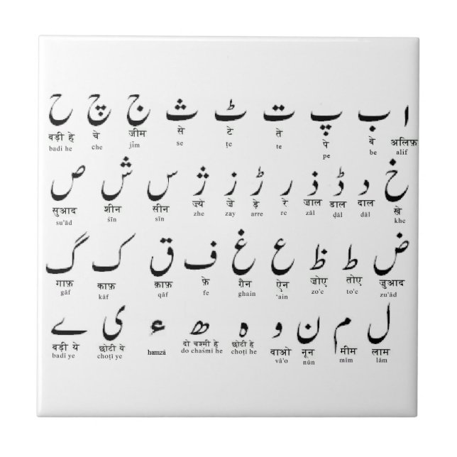 Urdu Aphabet Fliese (Vorderseite)