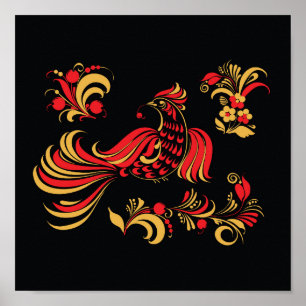 Ureinische russische Vogelschmuck Poster