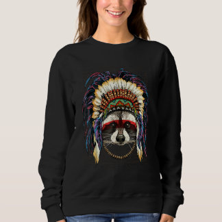 Ureinwohner Amerikanischer Indianer Waschbär Tier Sweatshirt
