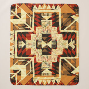 Ureinwohner Amerikas, Vintage handgezeichnet abstr Sherpadecke