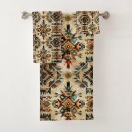 Ureinwohner Ethnische Kunst Stammesmuster Vintage Badhandtuch Set