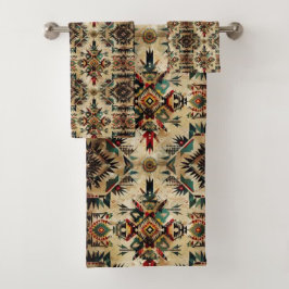 Ureinwohner Ethnische Kunst Stammesmuster Vintage Badhandtuch Set