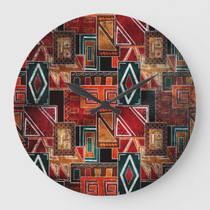 Ureinwohner, Grunge-Zierhintergrund. Große Wanduhr