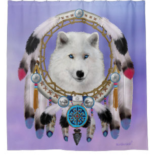 Ureinwohner Indischer Wolf Geist Duschvorhang