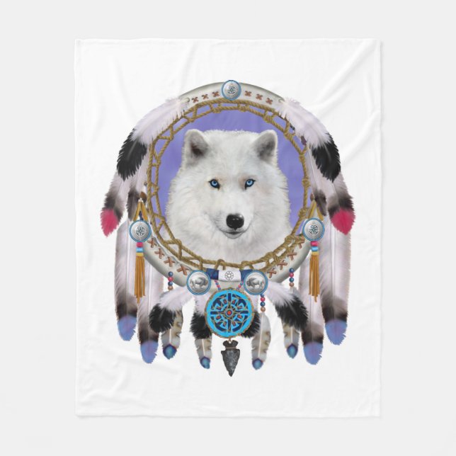 Ureinwohner Indischer Wolf Geist Fleecedecke (Vorderseite)