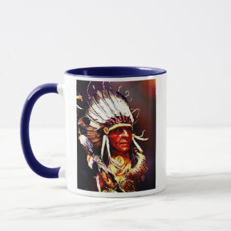 Ureinwohner Kiowa-Häuptling Originalkunst Tasse