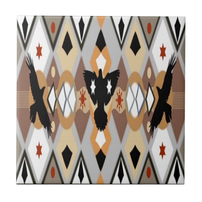 Ureinwohner-Krähen-Fliese Fliese (Vorderseite)