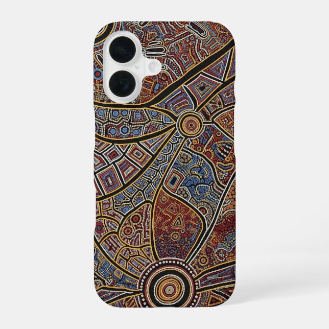 Ureinwohner-Kunst iPhone 16 Hülle (Rückseite)