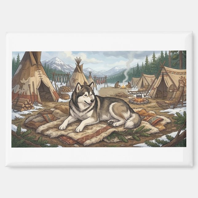Ureinwohner Malamute   Magnet (Vorderseite)
