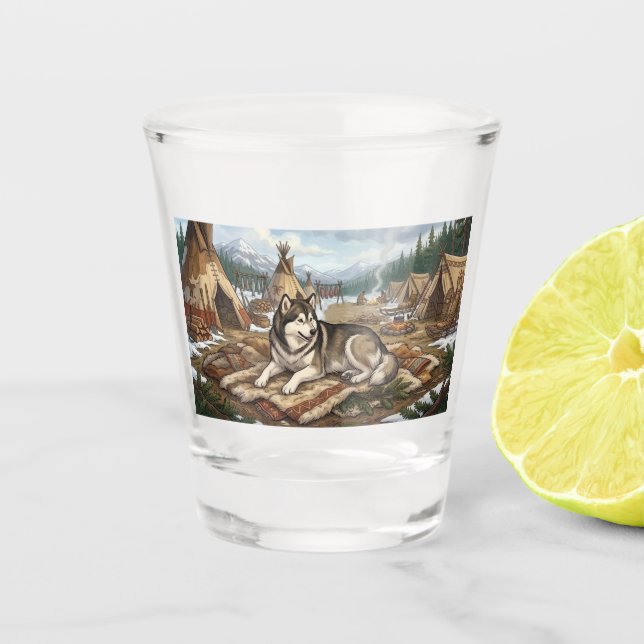 Ureinwohner Malamute   Schnapsglas (Vorderseite)