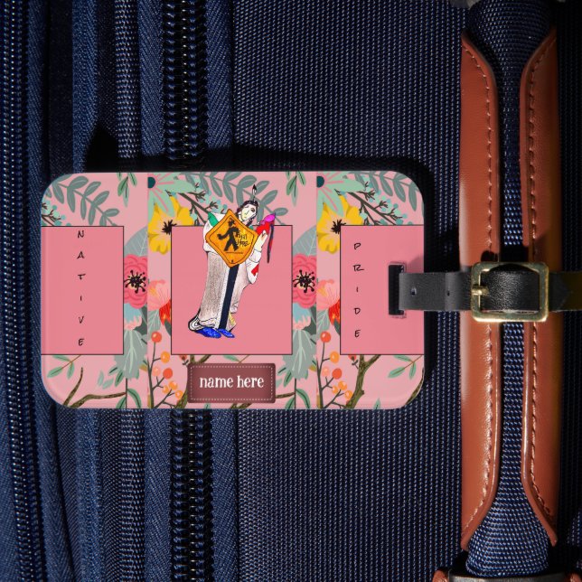 Ureinwohner Noch Hier Cartoon Blumen Custom Gepäckanhänger (Vorderseite Insitu 4)