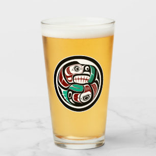 Ureinwohner-rote schwarze grafische Otter-Lachse Glas