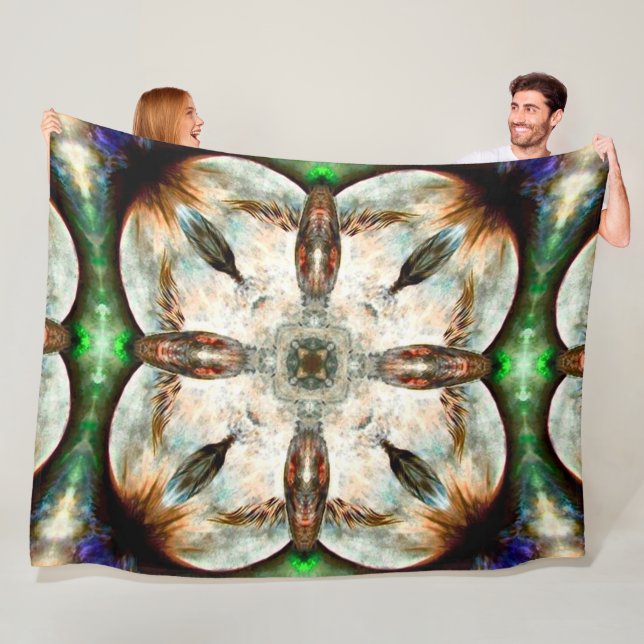 Ureinwohner-Tierfalke-Geist-Totem-Mandala Fleecedecke (Beispiel)