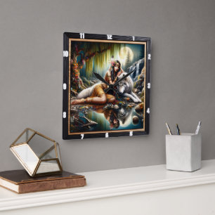 Ureinwohner: Wilde Blätter tanzen Kunst Quadratische Wanduhr