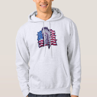 Ureinwohnerschädel und Flagge mit Kapuze Hoodie