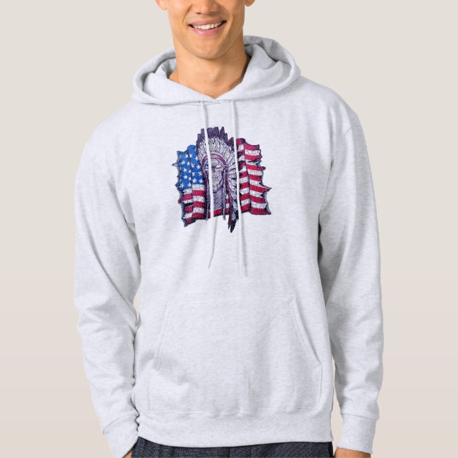 Ureinwohnerschädel und Flagge mit Kapuze Hoodie (Vorderseite)