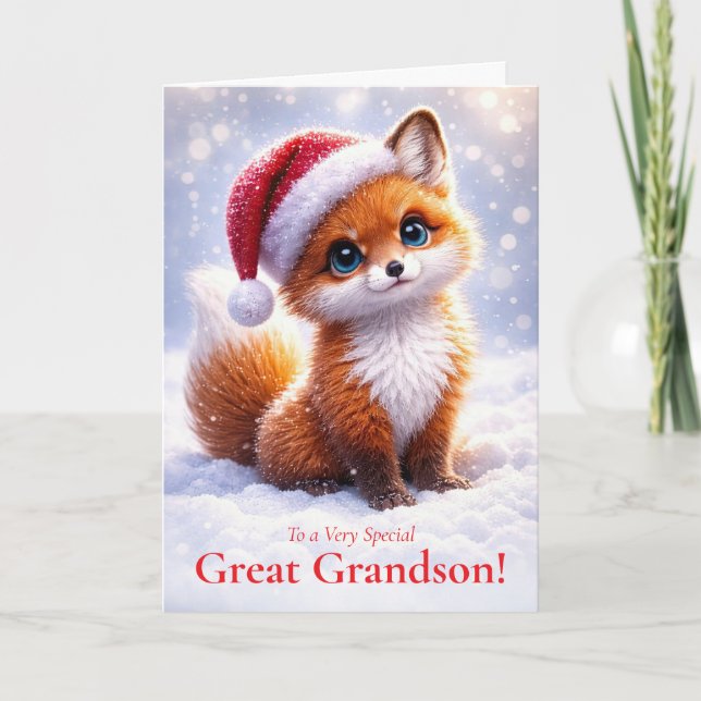Urenkel Weihnachtsfeiertag mit süßem Fuchs  Karte (Vorderseite)
