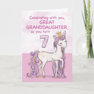 Urenkelin 7. Geburtstag Rosa Pferd Karte
