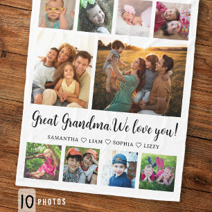 Urgroßmutter Enkelgeschenk 10 Foto-Collage Fleecedecke