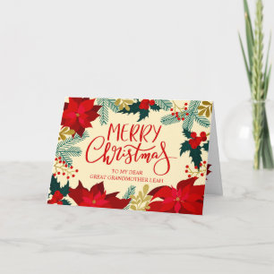Urgroßmutter Floral und Holly Frohe Weihnachten Karte