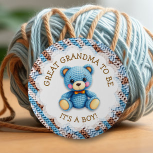 Urgroßmutter   Gehäkelt Teddybär Baby Shower  Button
