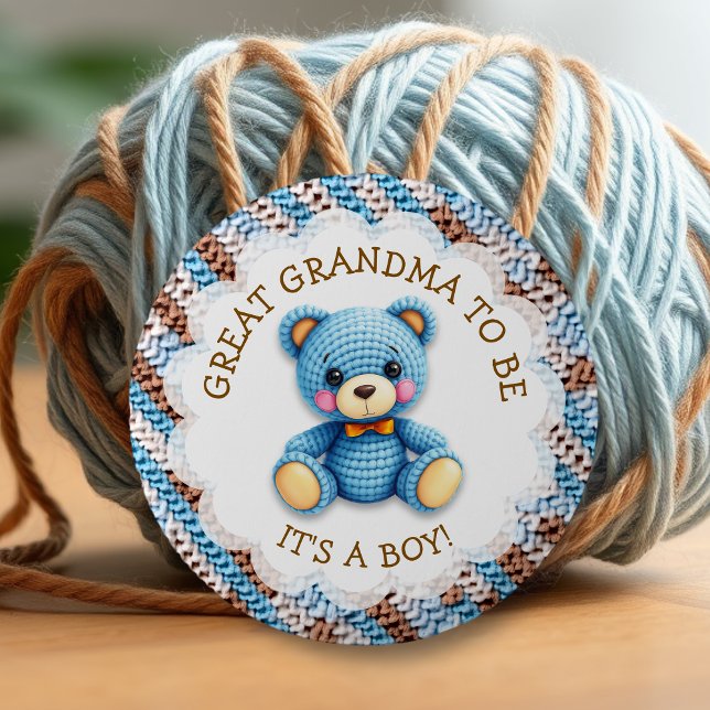 Urgroßmutter | Gehäkelt Teddybär Baby Shower  Button (Von Creator hochgeladen)