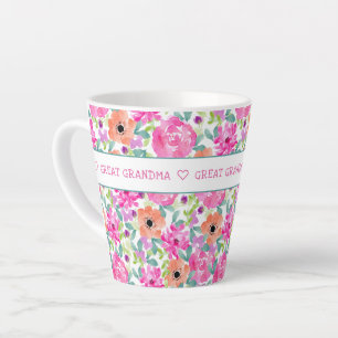 Urgroßmutter Überall Blumen Pink Orange Grün Milchtasse