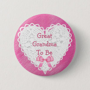 Urgroßmutter wird Pink Lacy Baby Shower Button