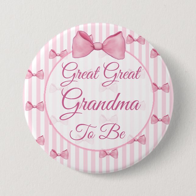 Urgroßmutter wird Pink Ribbon Baby Shower Button (Vorderseite)