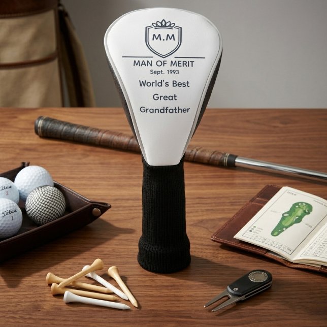 Urgroßvater-Monogramm-Initialen Mann der Verdienst Golf Headcover (Great-Grandad golf club head cover. )