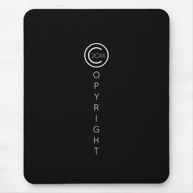 Urheberrecht Modernes Typografisches Schwarz Mousepad (Vorne)