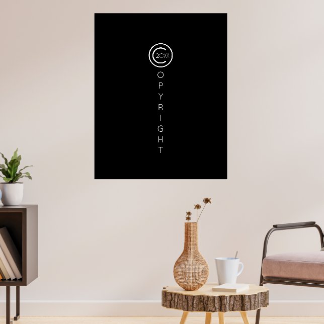 Urheberrecht Modernes Typografisches Schwarz Poster (Wohnzimmer 3)