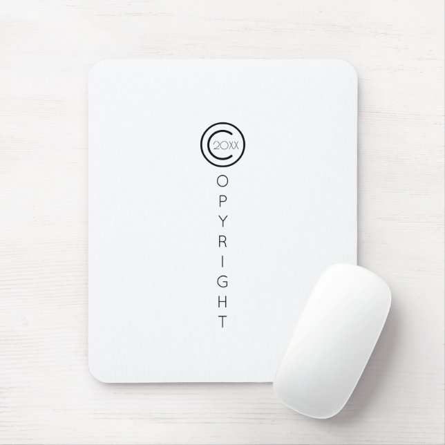 Urheberrecht Modernes Typografisches Weiß Mousepad (Mit Mouse)