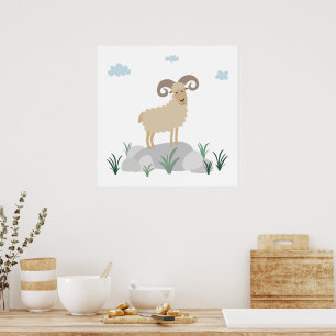 Urial-Gebirgsschaf-Nursery-Wandkunst Poster